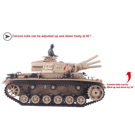 1/16 german ⅲ h tank 2.4g remote control model rechargeable military tank