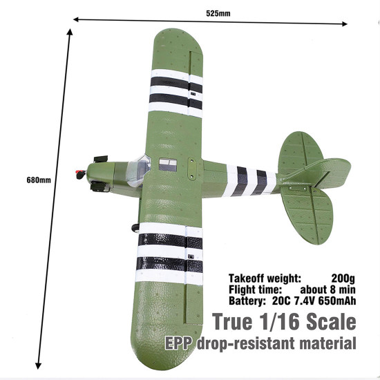 1/16 rc airplane wwii piper j-3 cub rc 4ch brushless fixed-wing aircraft model military plane toy (rtf version) 1/16 rc airplane wwii piper j-3 cub rc 4ch brushless fixed-wing aircraft model military plane toy (rtf version)