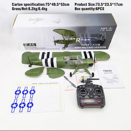 1/16 rc airplane wwii piper j-3 cub rc 4ch brushless fixed-wing aircraft model military plane toy (rtf version) 1/16 rc airplane wwii piper j-3 cub rc 4ch brushless fixed-wing aircraft model military plane toy (rtf version)