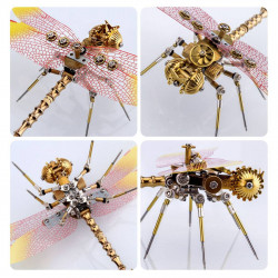 150pcs 3d metal golden dragonfly model building kit