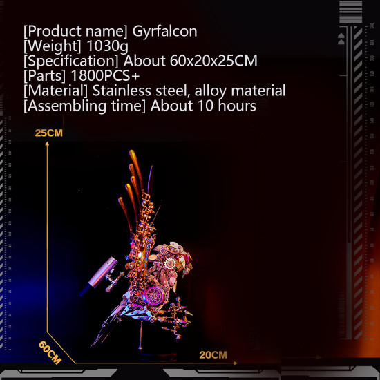 1800+pcs cyberpunk diy 3d metal gyrfalcon eagle model kits 1800+pcs cyberpunk diy 3d metal gyrfalcon eagle model kits