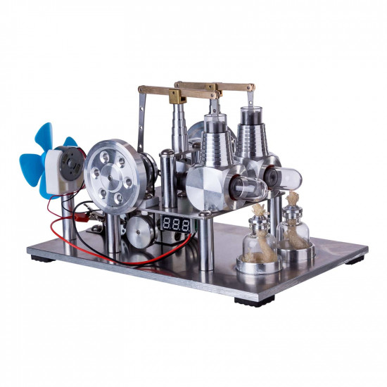 2 cylinders hot air balance type generator stirling engine model with voltage meter bulb fan physical experiment educational toy 2 cylinders hot air balance type generator stirling engine model with voltage meter bulb fan physical experiment educational toy