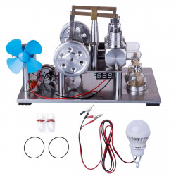 2 cylinders hot air balance type generator stirling engine model with voltage meter bulb fan physical experiment educational toy