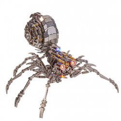 203pcs diy mini 3d metal spider beast with led light model building kit toys