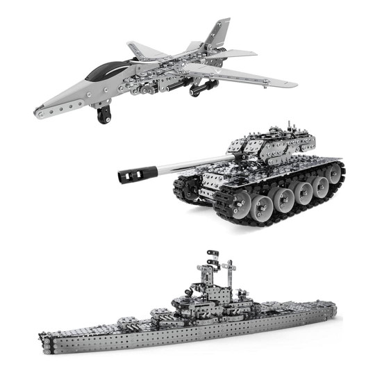 2493pcs+ diy metal assembly educational toy for land, sea and air (battleship + tank + fighter) 2493pcs+ diy metal assembly educational toy for land, sea and air (battleship + tank + fighter)