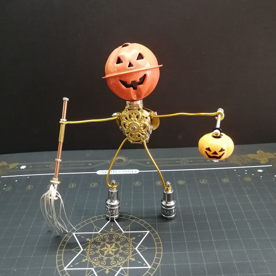 2pcs/set steampunk brass pumpkin spider scarecrow 3d metal model kits for halloween 2pcs/set steampunk brass pumpkin spider scarecrow 3d metal model kits for halloween