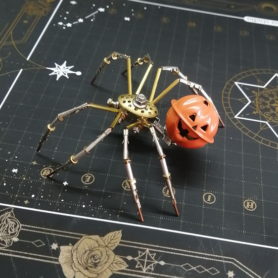 2pcs/set steampunk brass pumpkin spider scarecrow 3d metal model kits for halloween 2pcs/set steampunk brass pumpkin spider scarecrow 3d metal model kits for halloween
