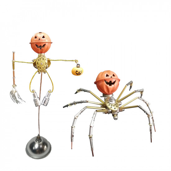 2pcs/set steampunk brass pumpkin spider scarecrow 3d metal model kits for halloween 2pcs/set steampunk brass pumpkin spider scarecrow 3d metal model kits for halloween