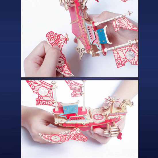 300+pcs diy fantasy dragon airship 3d steampunk wooden puzzle toy model 300+pcs diy fantasy dragon airship 3d steampunk wooden puzzle toy model