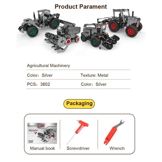 3602pcs diy metal assembly gear transmission agricultural machinery combination educational toy 3602pcs diy metal assembly gear transmission agricultural machinery combination educational toy