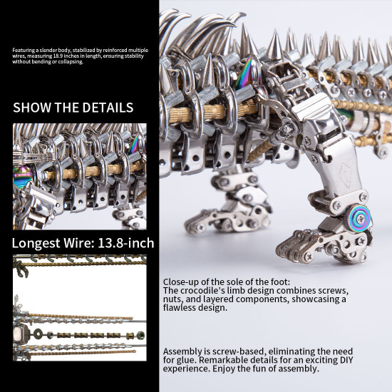 3d diy metal mechanical crocodile assembly model building kits 1500+pcs 3d diy metal mechanical crocodile assembly model building kits 1500+pcs