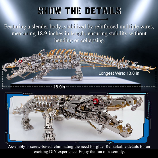 3d diy metal mechanical crocodile assembly model building kits 1500+pcs 3d diy metal mechanical crocodile assembly model building kits 1500+pcs