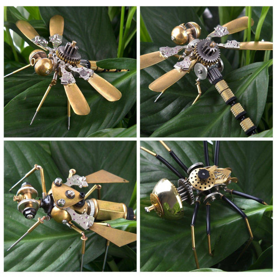 3pcs steampunk mini insect metal model home decoration 3pcs steampunk mini insect metal model home decoration