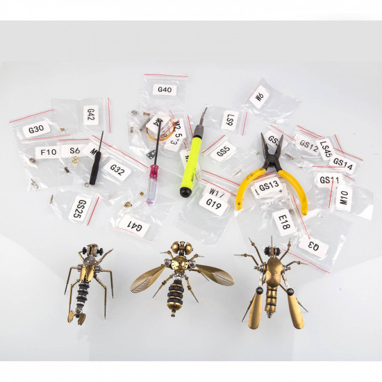 3pcs steampunk mini insect metal model home decoration 3pcs steampunk mini insect metal model home decoration