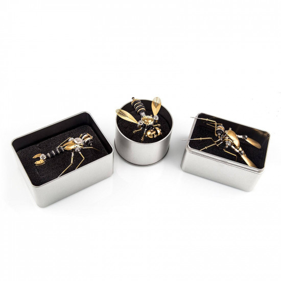 3pcs steampunk mini insect metal model home decoration 3pcs steampunk mini insect metal model home decoration