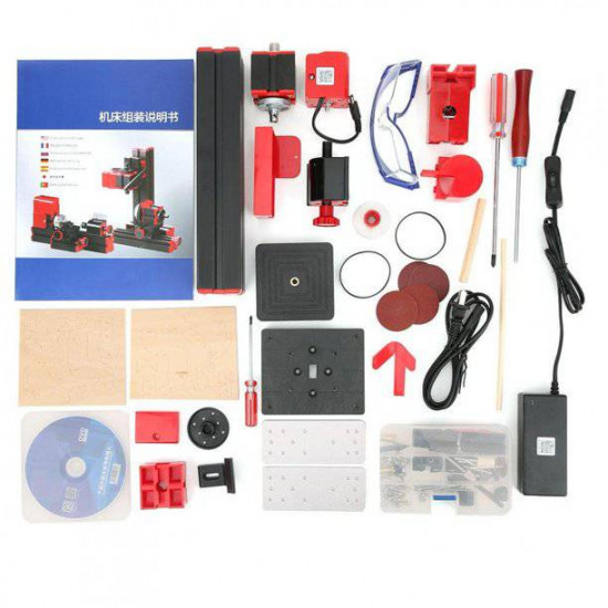 4 in 1 micro machine tool wire saw wood lathe sand mill handheld machine tool diy assembly kit 100pcs+ 4 in 1 micro machine tool wire saw wood lathe sand mill handheld machine tool diy assembly kit 100pcs+