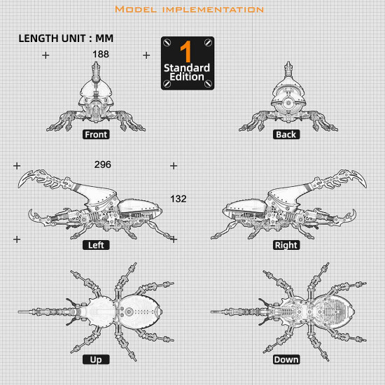 588pcs+ mechanical dynastes large beetle 3d metal model kits -standard version 588pcs+ mechanical dynastes large beetle 3d metal model kits -standard version