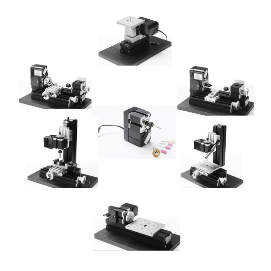 6-in-1 mini milling drilling sanding machine metal lathe tool set 6-in-1 mini milling drilling sanding machine metal lathe tool set