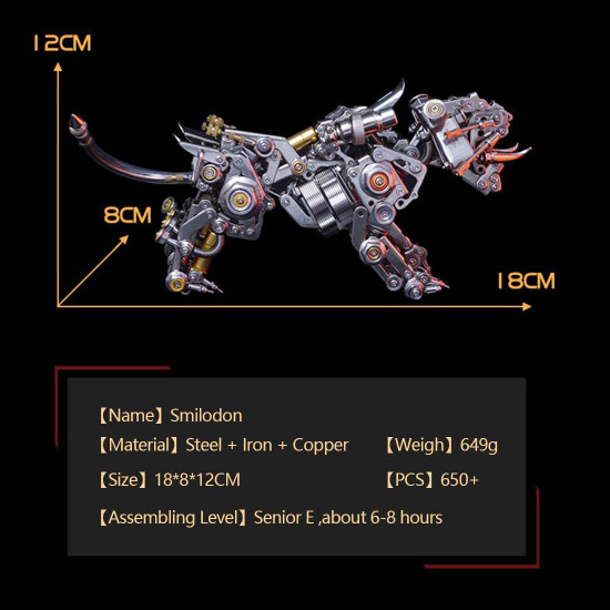 650pcs+ 3d metal smilodon saber-toothed cat diy kits assembly 650pcs+ 3d metal smilodon saber-toothed cat diy kits assembly