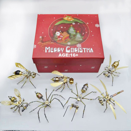 7pcs/set 3d diy mini steampunk mini metal insects model kits christmas 7pcs/set 3d diy mini steampunk mini metal insects model kits christmas