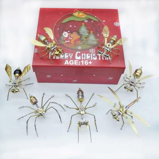 7pcs/set 3d diy mini steampunk mini metal insects model kits christmas 7pcs/set 3d diy mini steampunk mini metal insects model kits christmas