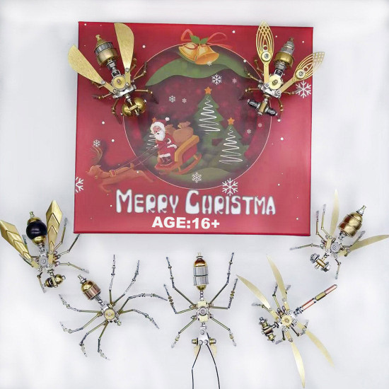 7pcs/set 3d diy mini steampunk mini metal insects model kits christmas 7pcs/set 3d diy mini steampunk mini metal insects model kits christmas