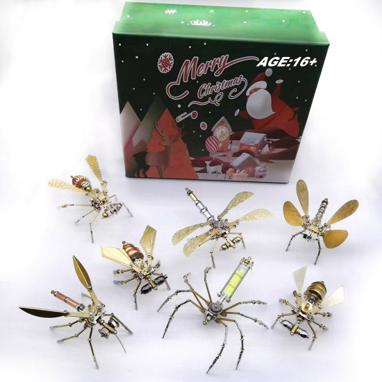 7pcs/set 3d diy mini steampunk mini metal insects model kits christmas 7pcs/set 3d diy mini steampunk mini metal insects model kits christmas