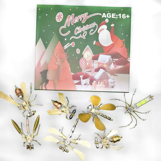 7pcs/set 3d diy mini steampunk mini metal insects model kits christmas 7pcs/set 3d diy mini steampunk mini metal insects model kits christmas