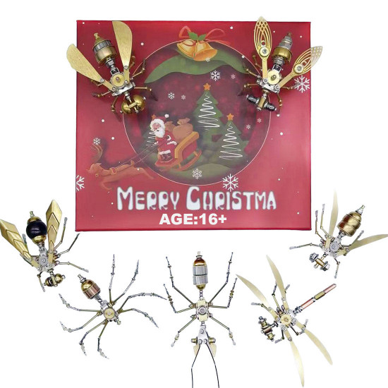 7pcs/set 3d diy mini steampunk mini metal insects model kits christmas 7pcs/set 3d diy mini steampunk mini metal insects model kits christmas