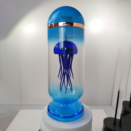 blue mechanical capsule jellyfish model artistic with glass cover blue mechanical capsule jellyfish model artistic with glass cover