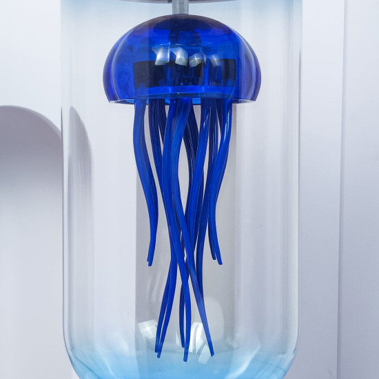 blue mechanical capsule jellyfish model artistic with glass cover blue mechanical capsule jellyfish model artistic with glass cover