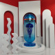 blue mechanical capsule jellyfish model artistic with glass cover blue mechanical capsule jellyfish model artistic with glass cover