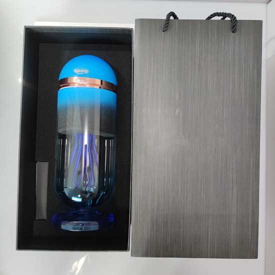 blue mechanical capsule jellyfish model artistic with glass cover blue mechanical capsule jellyfish model artistic with glass cover