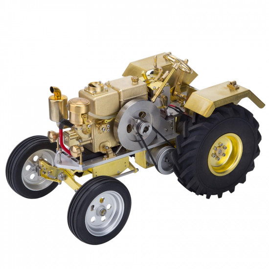 brass gas powered roller tractor vehicle model with mini horizontal water-cooled engine brass gas powered roller tractor vehicle model with mini horizontal water-cooled engine