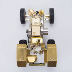 brass gas powered roller tractor vehicle model with mini horizontal water-cooled engine