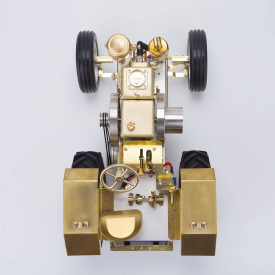 brass gas powered roller tractor vehicle model with mini horizontal water-cooled engine brass gas powered roller tractor vehicle model with mini horizontal water-cooled engine