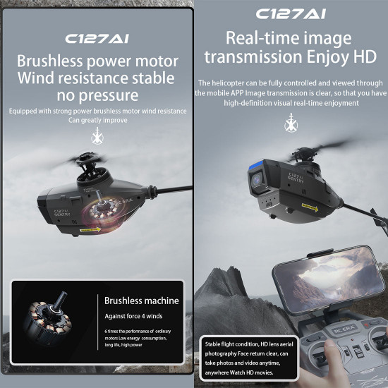 c127ai scout drone model 2.4g rc 4ch single-rotor brushless rc helicopter model without aileron - rtf version c127ai scout drone model 2.4g rc 4ch single-rotor brushless rc helicopter model without aileron - rtf version