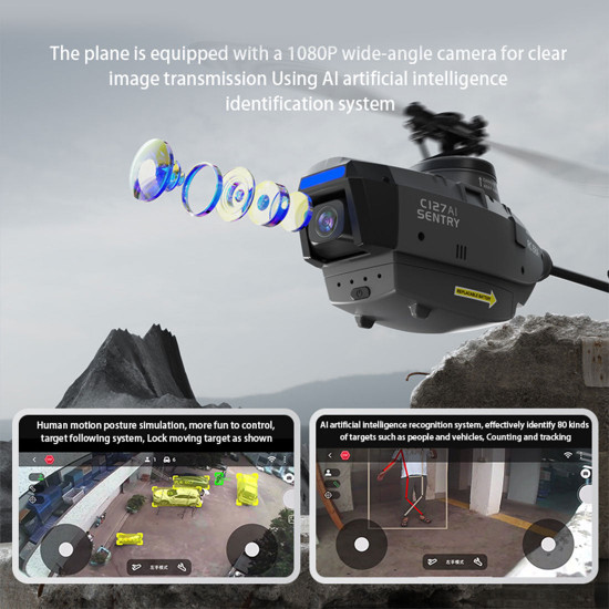 c127ai scout drone model 2.4g rc 4ch single-rotor brushless rc helicopter model without aileron - rtf version c127ai scout drone model 2.4g rc 4ch single-rotor brushless rc helicopter model without aileron - rtf version