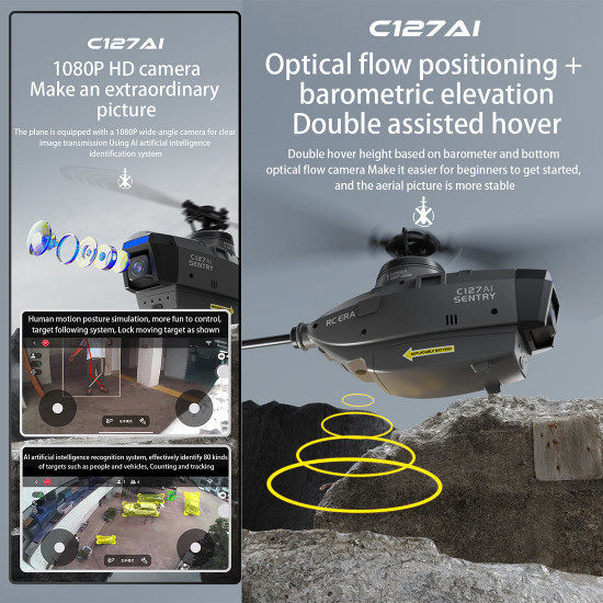 c127ai scout drone model 2.4g rc 4ch single-rotor brushless rc helicopter model without aileron - rtf version c127ai scout drone model 2.4g rc 4ch single-rotor brushless rc helicopter model without aileron - rtf version