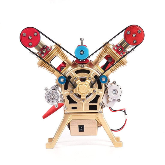 car engine model all-metal mini manual assembly v2 double-cylinder toy collection decoration car engine model all-metal mini manual assembly v2 double-cylinder toy collection decoration