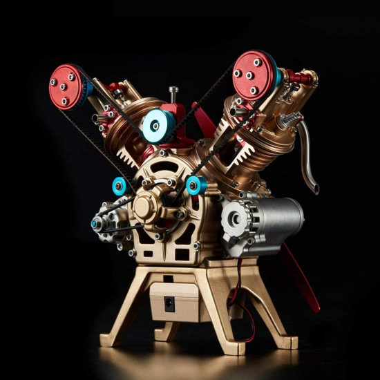 car engine model all-metal mini manual assembly v2 double-cylinder toy collection decoration car engine model all-metal mini manual assembly v2 double-cylinder toy collection decoration