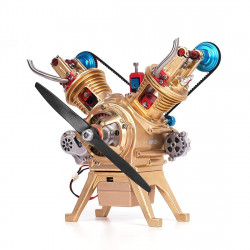 car engine model all-metal mini manual assembly v2 double-cylinder toy collection decoration