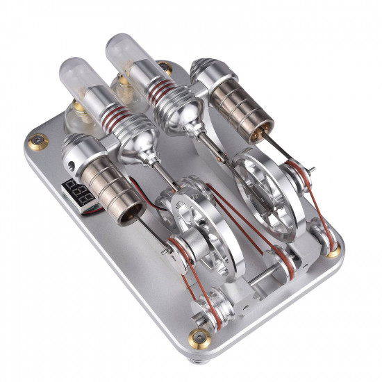 custom 2 cylinders hot air stirling engine model generator with voltage meter & led lamp bead custom 2 cylinders hot air stirling engine model generator with voltage meter & led lamp bead