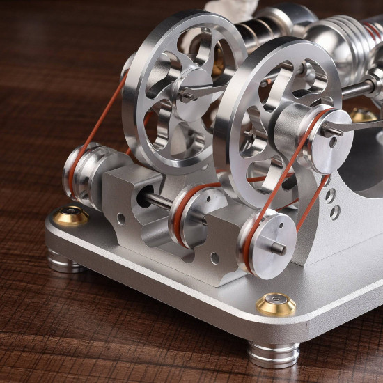 custom 2 cylinders hot air stirling engine model generator with voltage meter & led lamp bead custom 2 cylinders hot air stirling engine model generator with voltage meter & led lamp bead