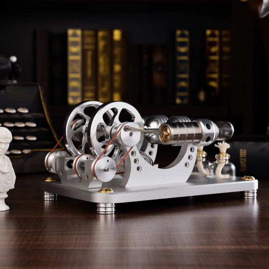 custom 2 cylinders hot air stirling engine model generator with voltage meter & led lamp bead custom 2 cylinders hot air stirling engine model generator with voltage meter & led lamp bead