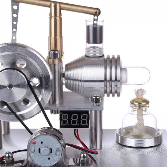 custom balance type hot air single cylinder stirling engine generator model with led bulb & voltage digital display meter custom balance type hot air single cylinder stirling engine generator model with led bulb & voltage digital display meter
