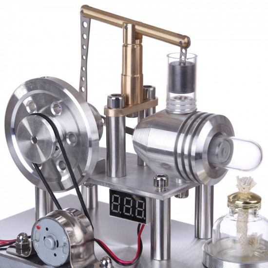 custom balance type hot air single cylinder stirling engine generator model with led bulb & voltage digital display meter custom balance type hot air single cylinder stirling engine generator model with led bulb & voltage digital display meter