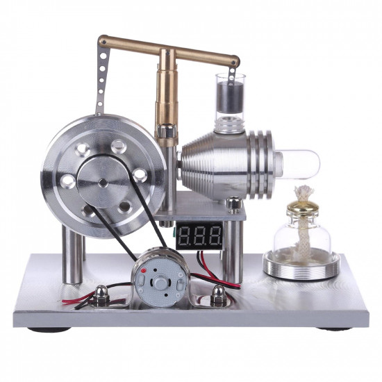 custom balance type hot air single cylinder stirling engine generator model with led bulb & voltage digital display meter custom balance type hot air single cylinder stirling engine generator model with led bulb & voltage digital display meter