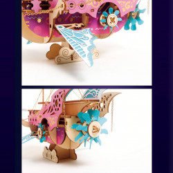 diy arabian spaceship steampunk wooden puzzle toy model 300+pcs