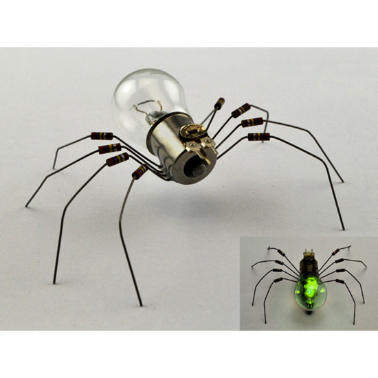 diy handmade electronic 4 spiders kits toys glow light decor - transparent + orange + red + blue diy handmade electronic 4 spiders kits toys glow light decor - transparent + orange + red + blue